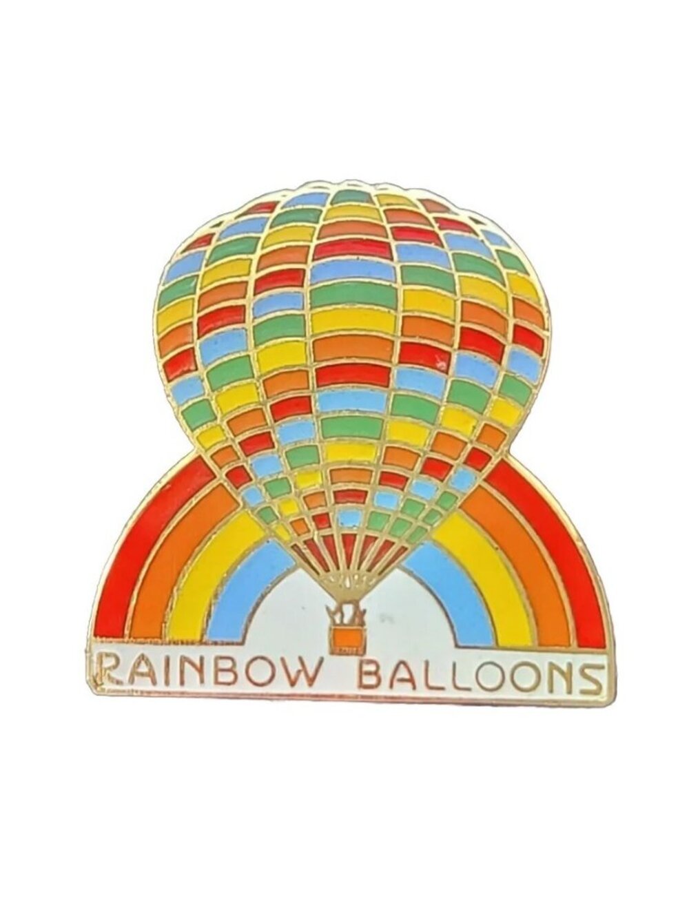 Rainbow Balloons Hot Air Balloon Festival Pin Lepel Vest Hat Tie Pin Gold Tone